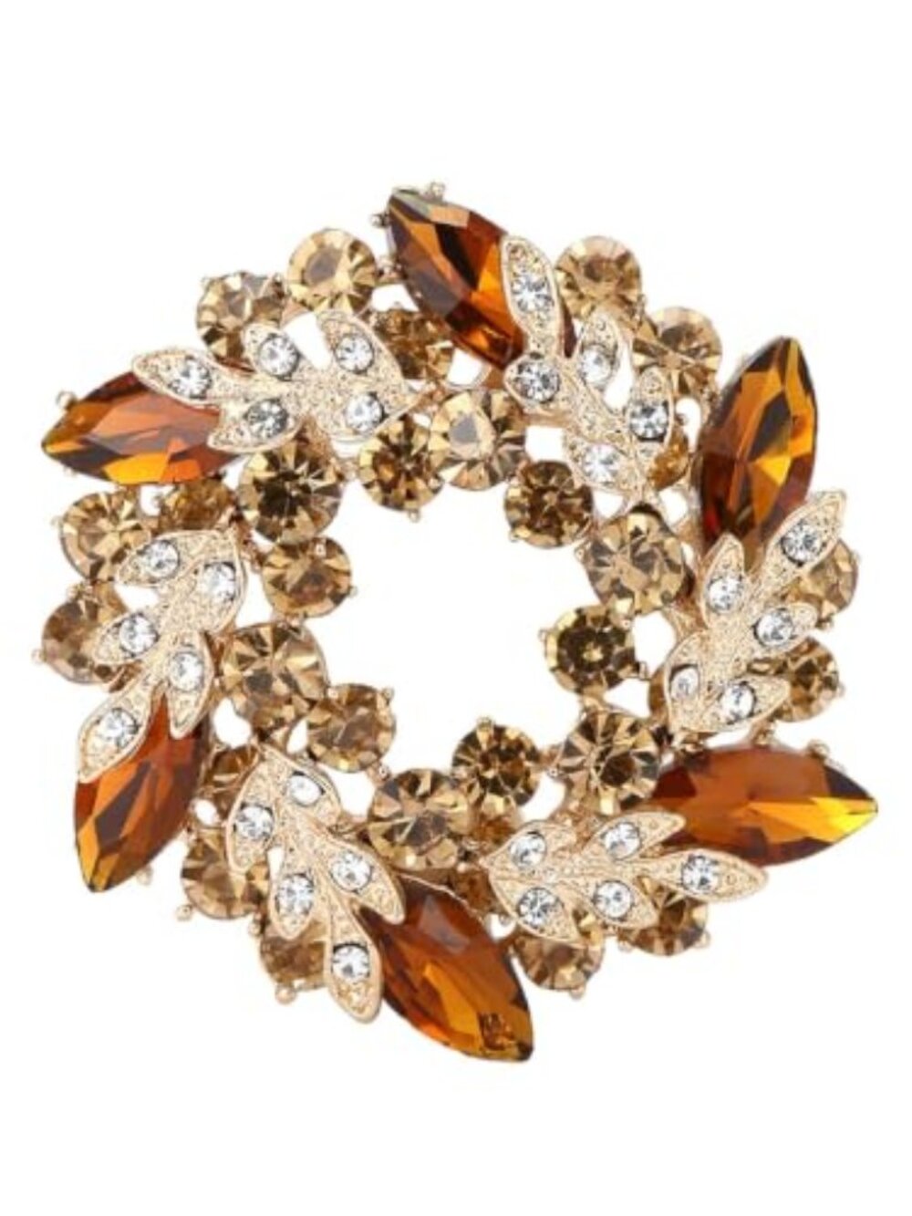 Rhinestone Flower Brooch for Women Sparkling Cubic Zirconia Wreath Brooch Pin